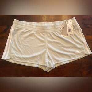 Adidas womens size large linen green/white shorts. NWT